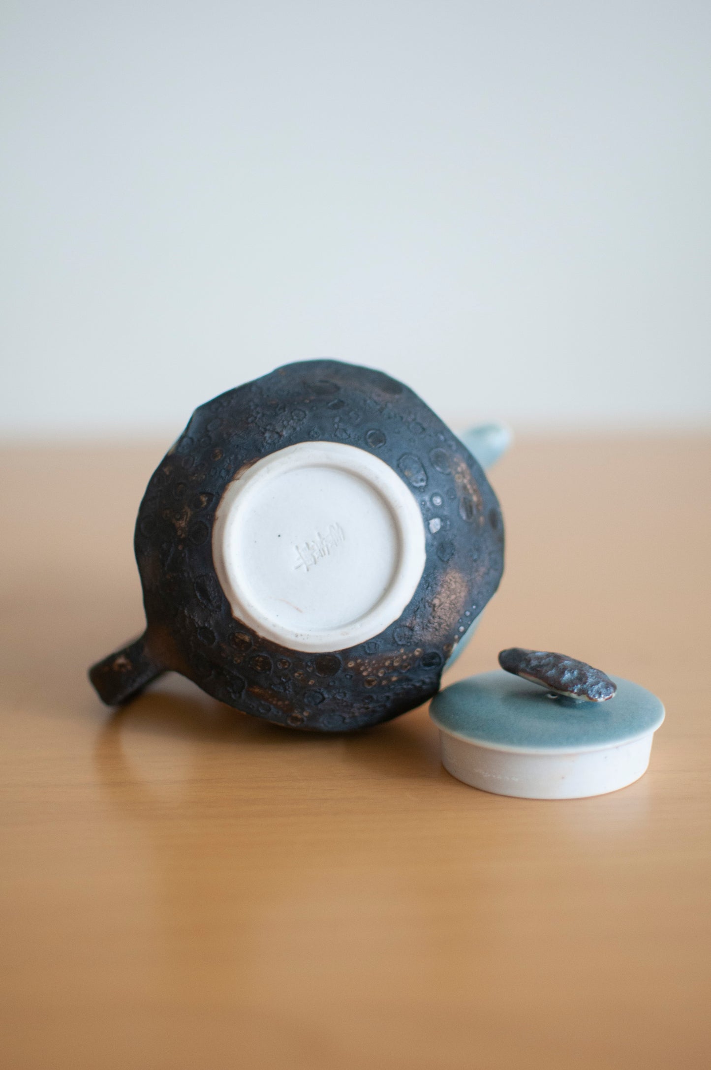 Matte Sky Blue on White Porcelain Mountains Teapot