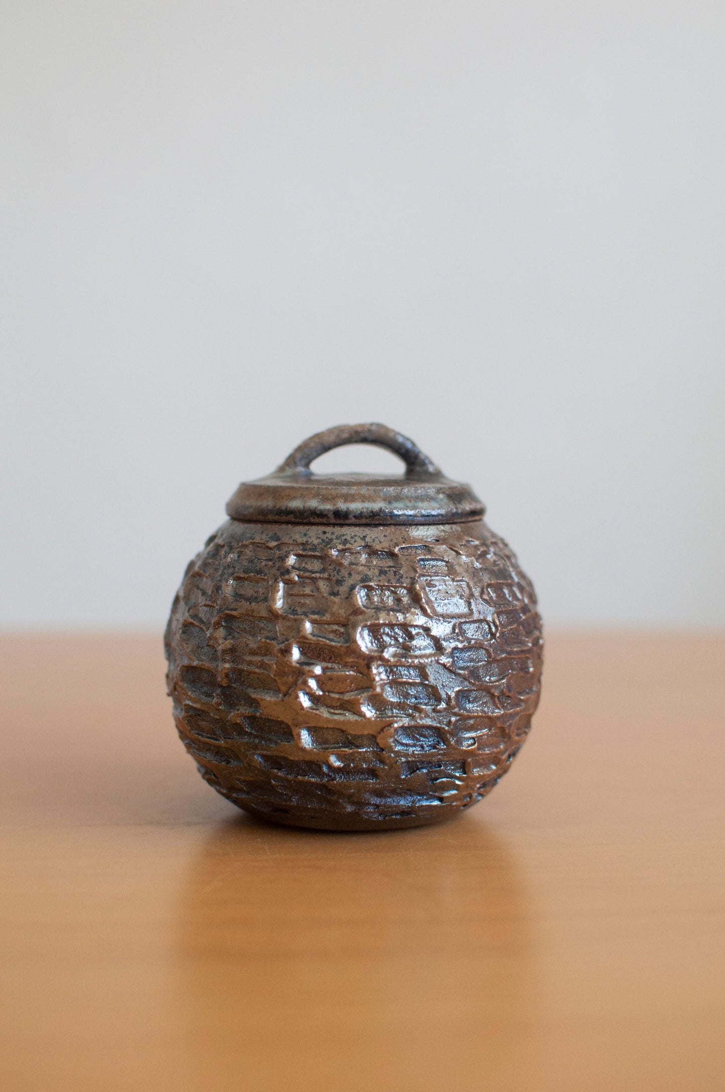 Copper Honeycomb Woodfired Ceramic Tea Caddy