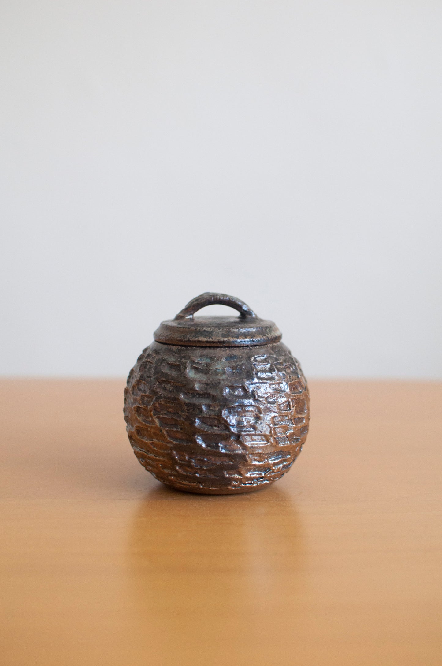 Copper Honeycomb Woodfired Ceramic Tea Caddy