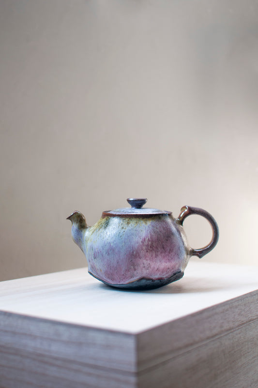 Purple Sky Mountains Glazed Ceramic Teapot