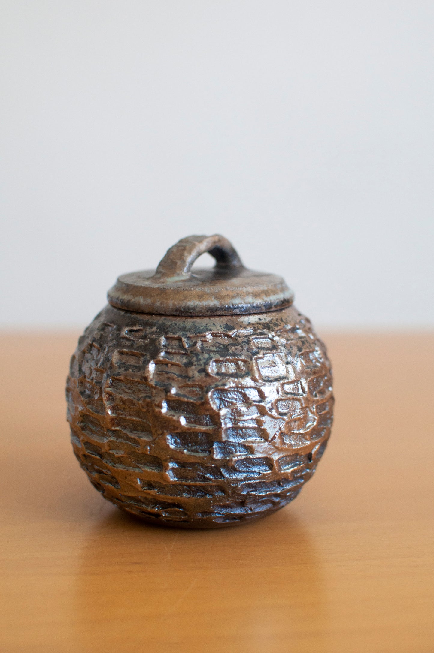 Copper Honeycomb Woodfired Ceramic Tea Caddy